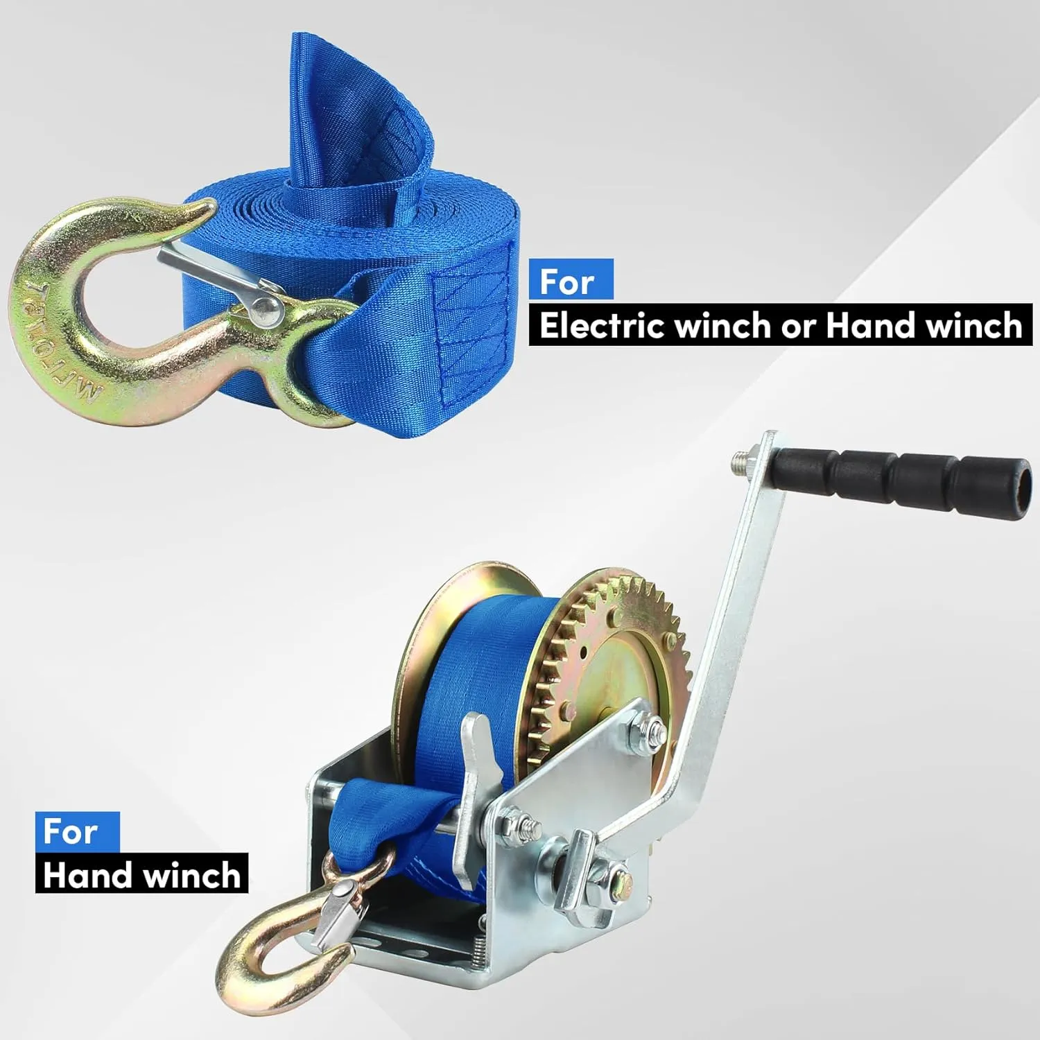 Boat Winch Strap with Hook,Winch Strap for Boat Trailer,Boat Trailer Winch Strap 2 inch x 20 foot, Great for Boat, Truck, Jet Ski and Car Trailers Towing and Heavy Duty Equipment (Choose Color)