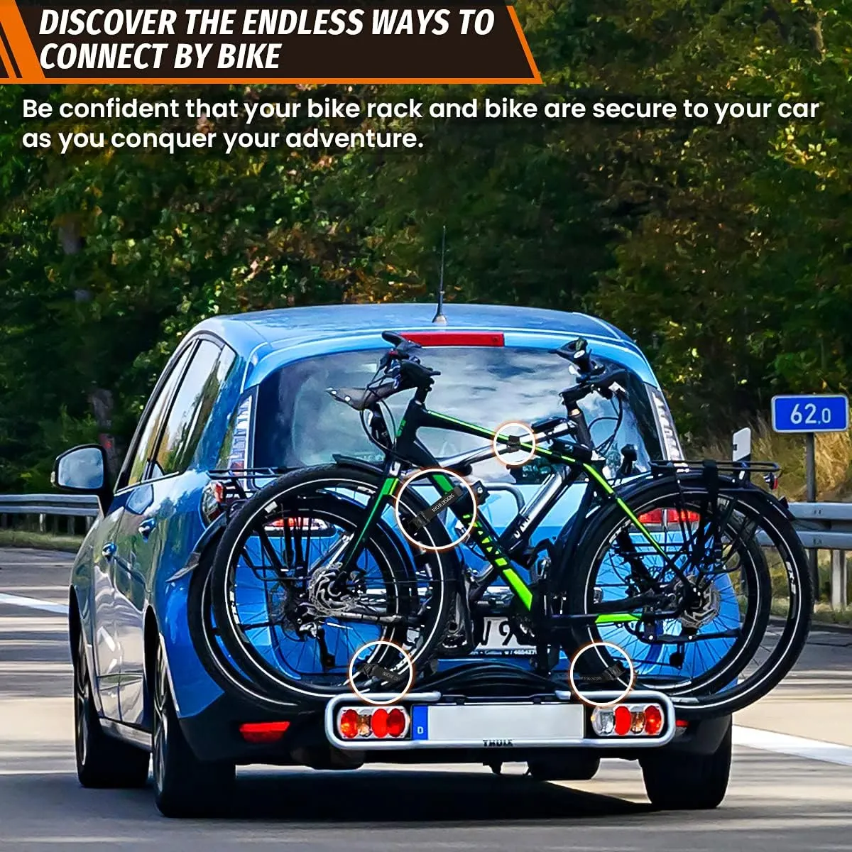 Boncas Adjustable Bike Rack Strap Bicycle Wheel Stabilizer Straps with Innovative Gel Grip Keep The Bicycle Wheel from Spinning