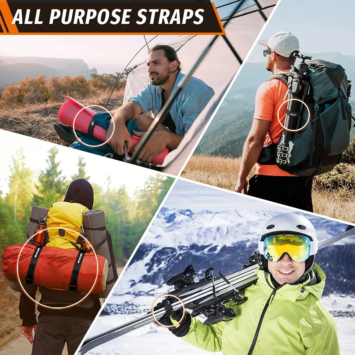 Boncas Adjustable Bike Rack Strap Bicycle Wheel Stabilizer Straps with Innovative Gel Grip Keep The Bicycle Wheel from Spinning
