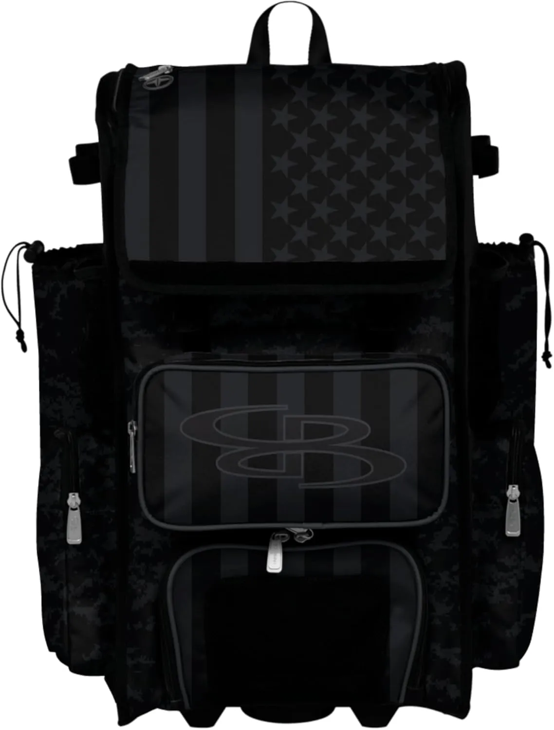 Boombah Rolling Superpack Baseball/Softball Gear Bag - Telescopic Handle - Holds 4 Bats - Wheeled Version - USA Clandestine 2 Black/Charcoal