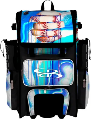 Boombah Superpack Hybrid Rolling Bat Bag - Wheeled & Backpack Version - Baseball Focus White/Black/Red