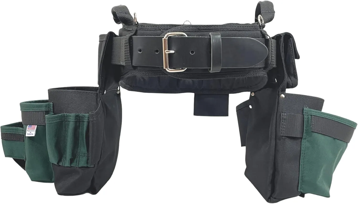BOULDER BAG Professional Pro Framer MAX Combo with Comfort Back Support Tool Belt, Leather Belt Buckle, Heavy Duty, Green (Medium 28-32 Inches), Made in USA