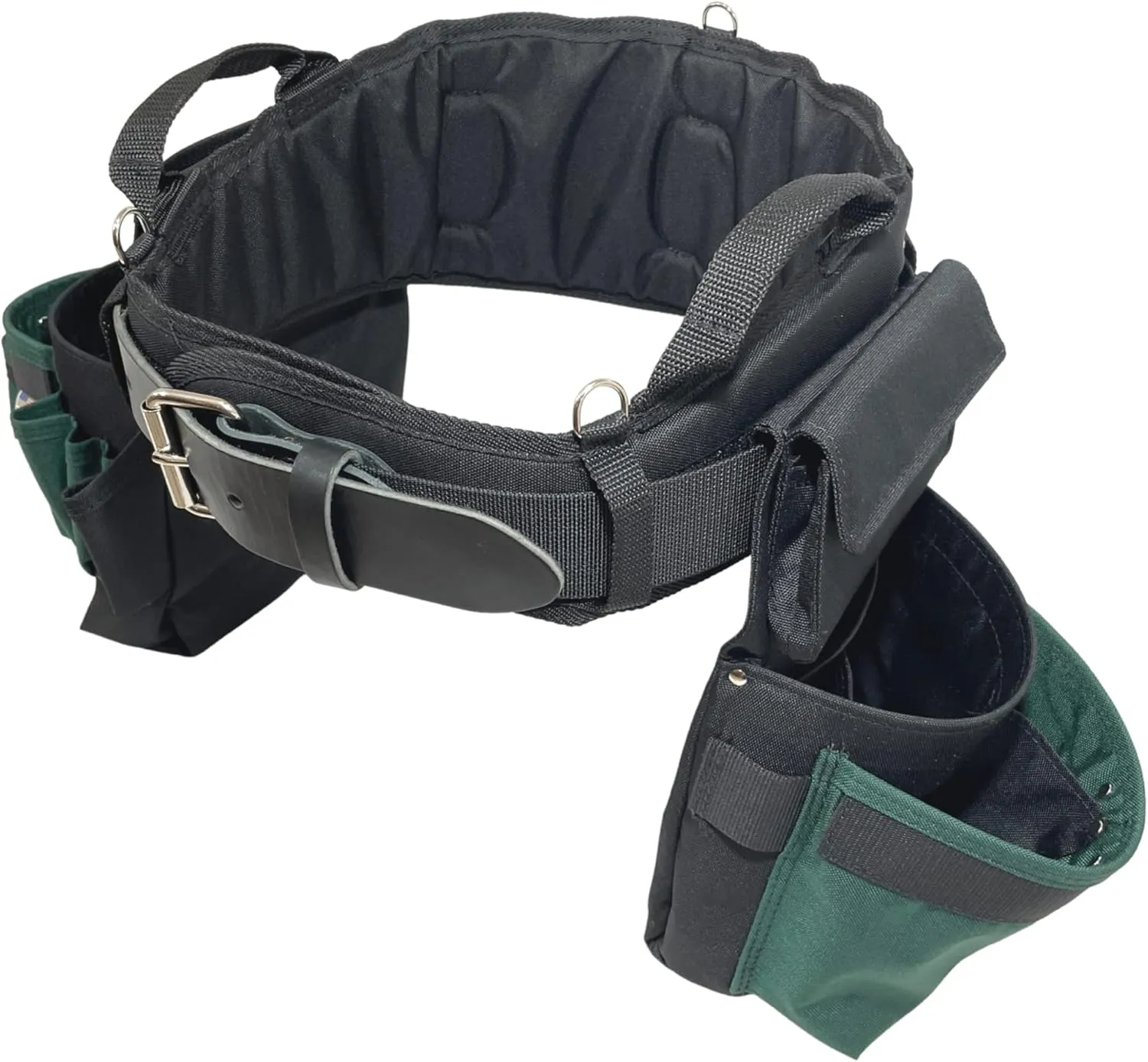BOULDER BAG Professional Pro Framer MAX Combo with Comfort Back Support Tool Belt, Leather Belt Buckle, Heavy Duty, Green (Medium 28-32 Inches), Made in USA