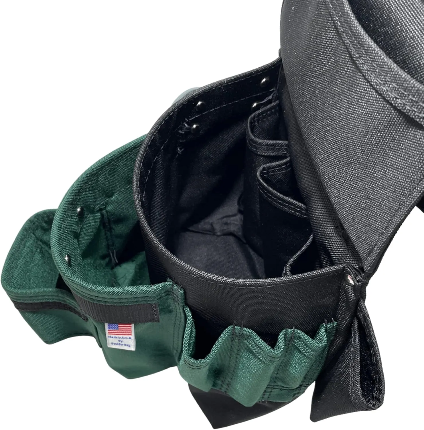 BOULDER BAG Professional Pro Framer MAX Combo with Comfort Back Support Tool Belt, Leather Belt Buckle, Heavy Duty, Green (Medium 28-32 Inches), Made in USA