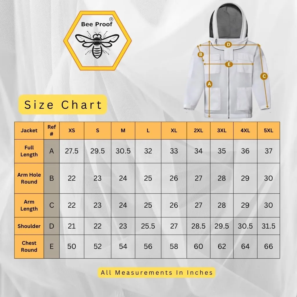 BP-301 Beekeeping Jacket with Veil 3 Layer Ultra Ventilated Bee Suit with Total Protection, Safety Fencing, YKK Zippers with Carrying Bag (Golden) X-Large
