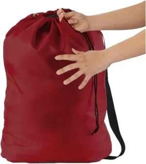 BURGUNDY Summer Camp Laundry Bag, Heavy Duty w/Shoulder Strap, 22" x 28", Child Size, Small for Cruise, Water Resistant, Holds 2 Loads or 35 lbs, Dorm, Store Blankets, Yarn, Fabric & Clothes