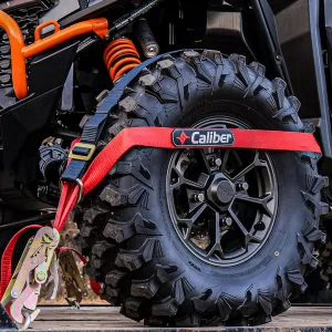 Caliber Trailblazer ORV Heavy-Duty Tie Down Straps, 2-Way Tension Around Tire with 11,000 lbs. Break Strength, 4-Pack