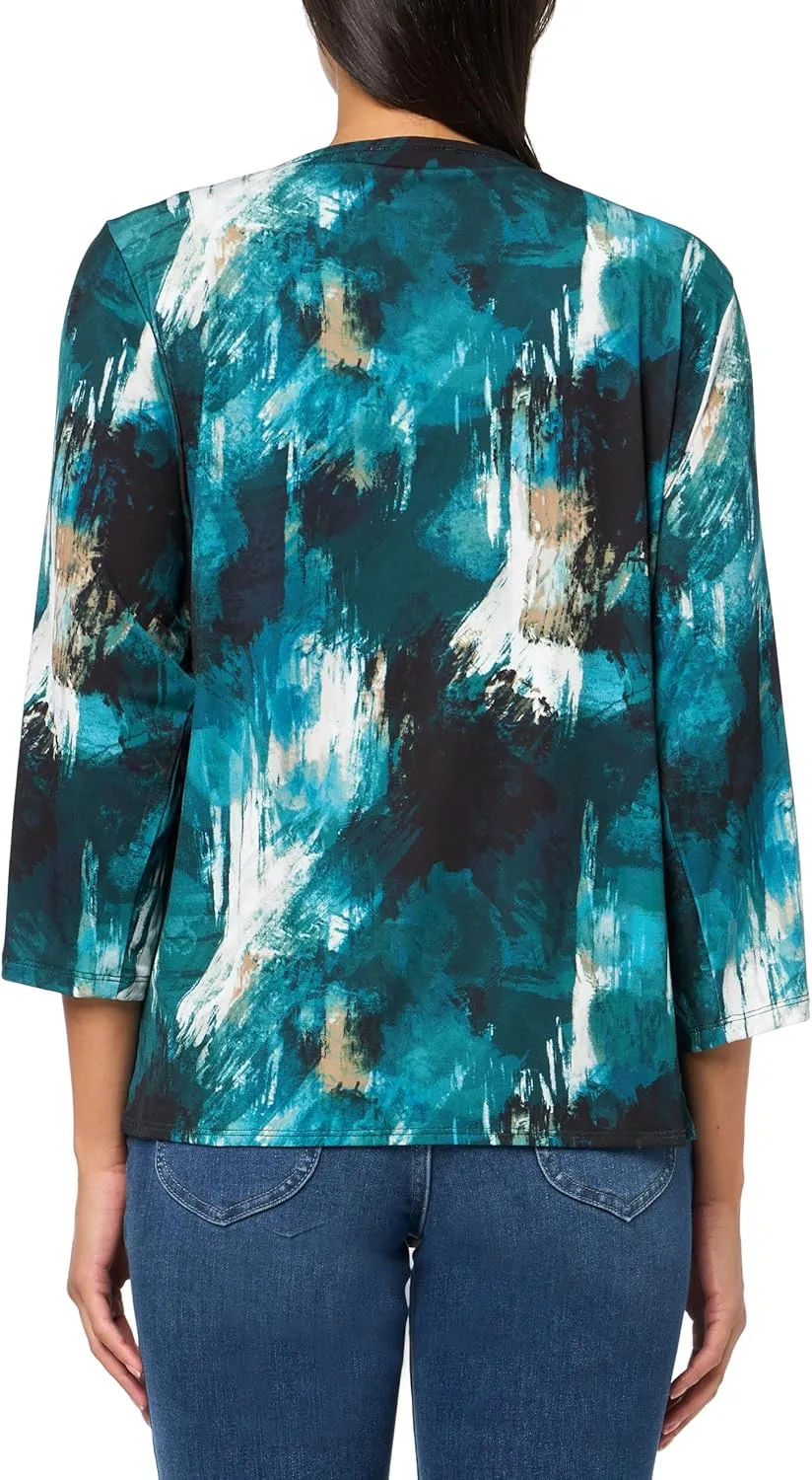 Calvin Klein Women's 3/4 Sleeve Hardware Detail Top