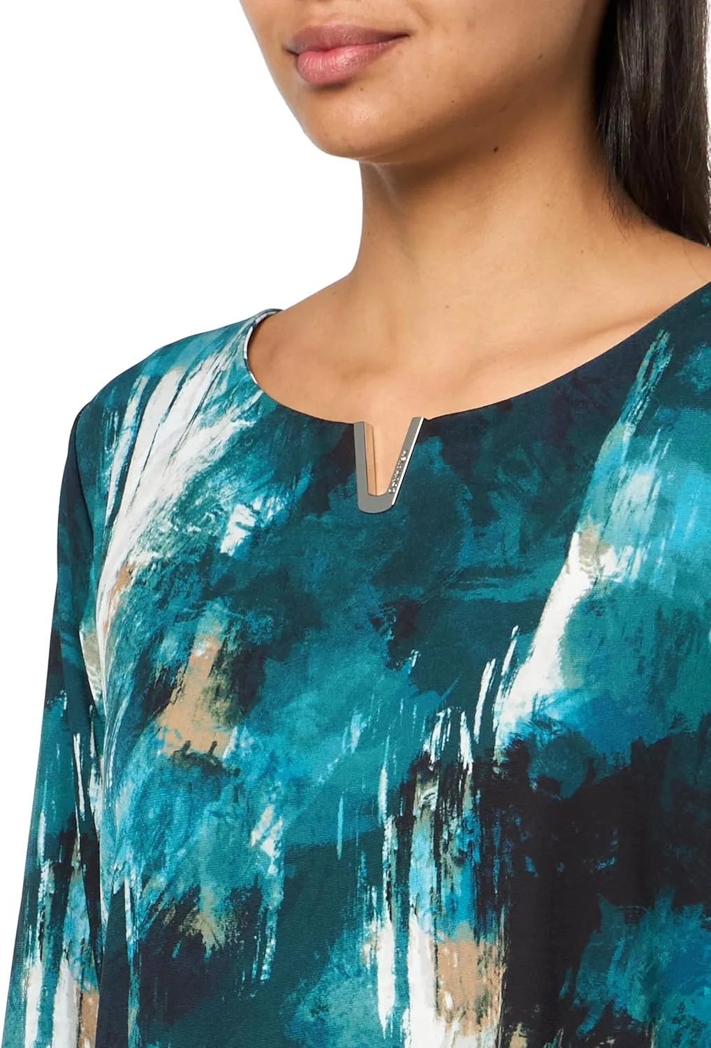 Calvin Klein Women's 3/4 Sleeve Hardware Detail Top