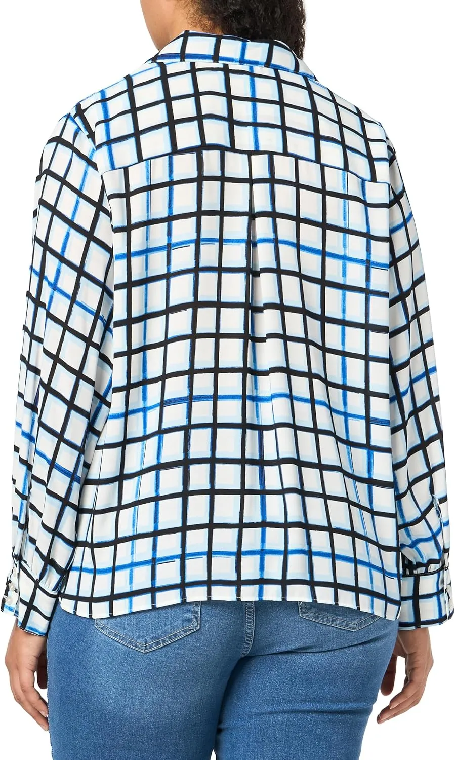 Calvin Klein Women's Plus Long Sleeve Faux Wrap Blouse Top
