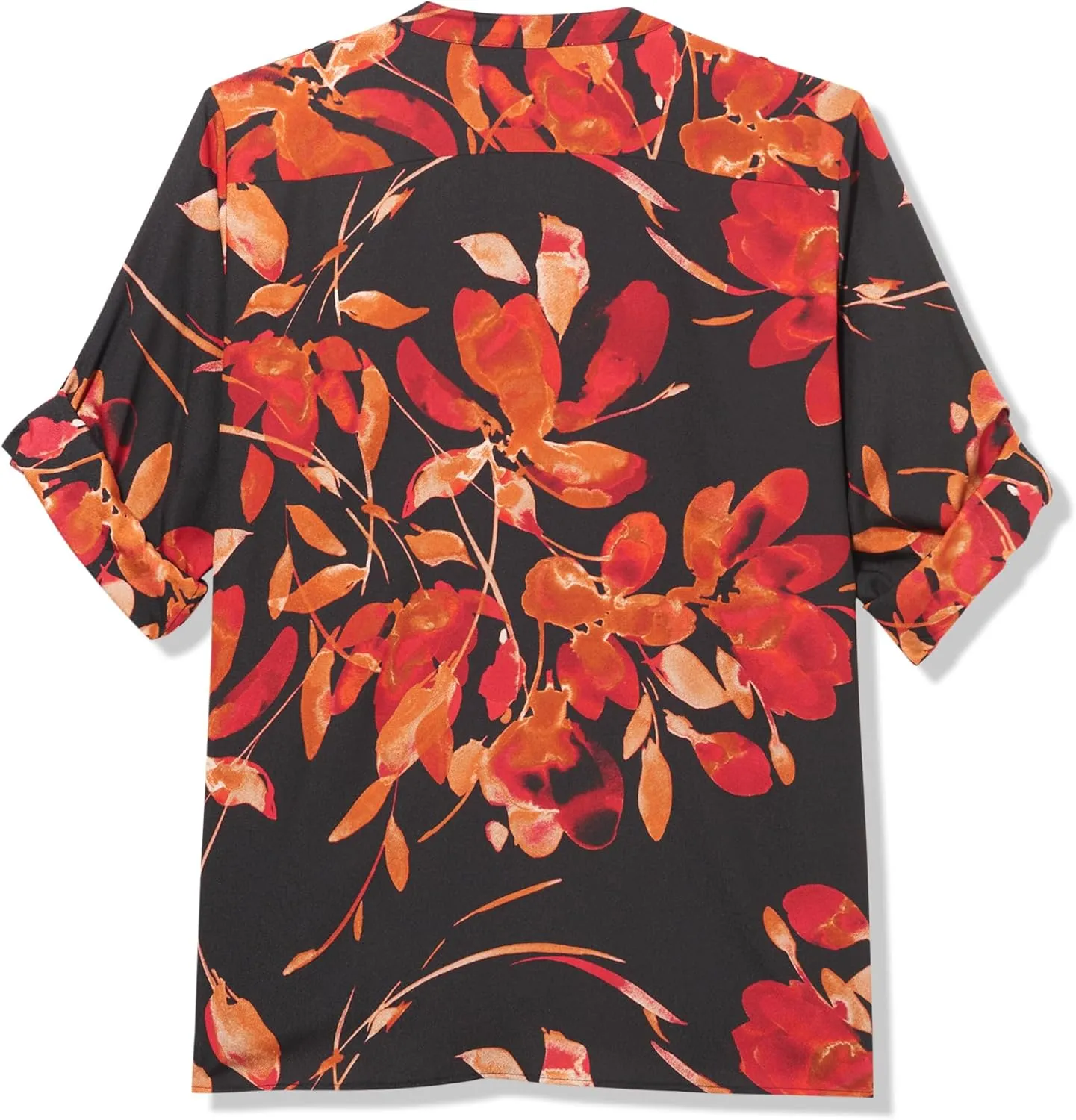 Calvin Klein Women's Roll Tab Sleeve Printed Blouse