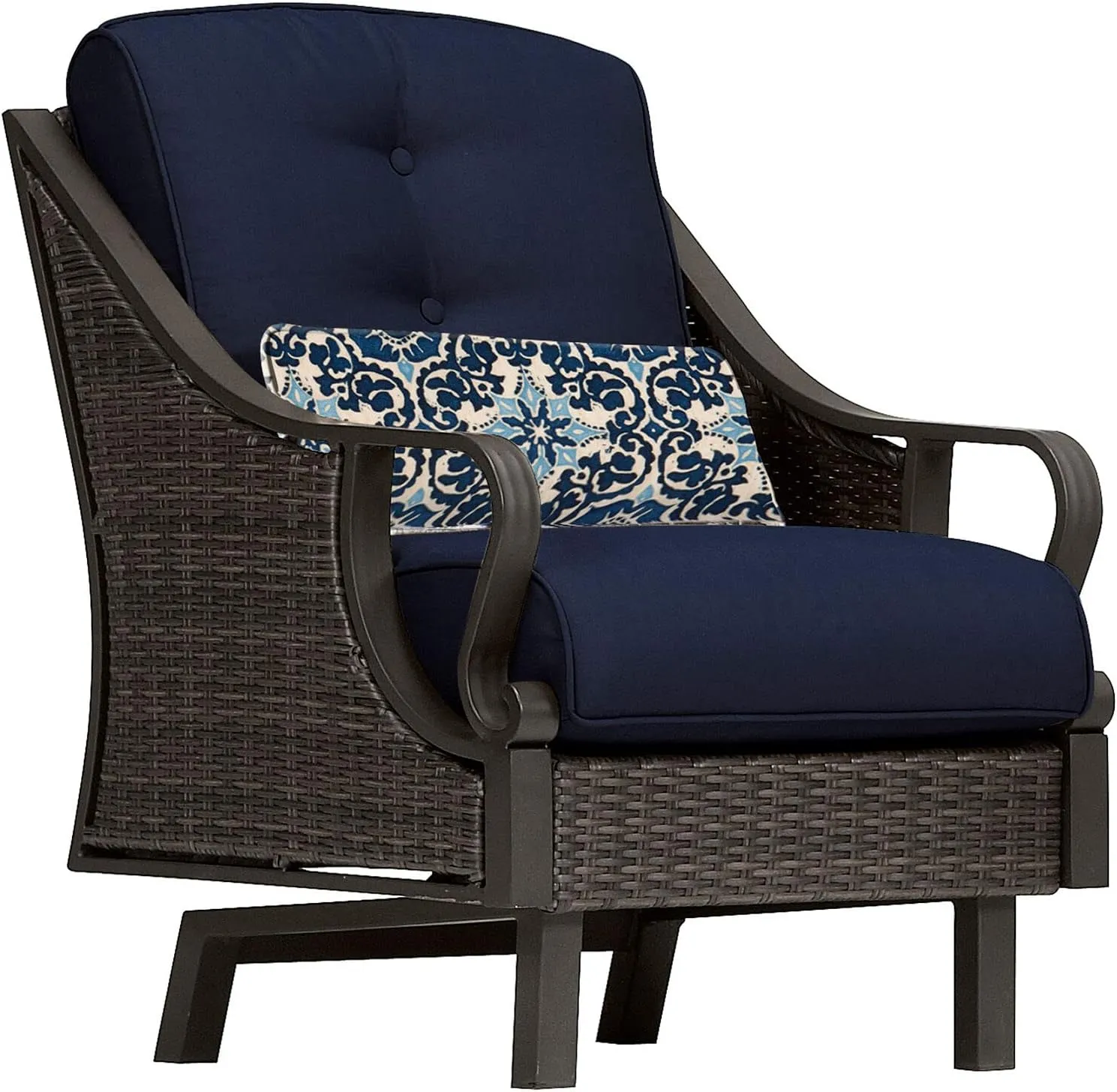 Cambridge Patio Navy Blue Saratoga Hand-Woven Wicker 4-Piece Chat Set | Outdoor Luxury Seating | UV Protected Cushions | Weather and Rust Resistant SARATO4PC-NVY
