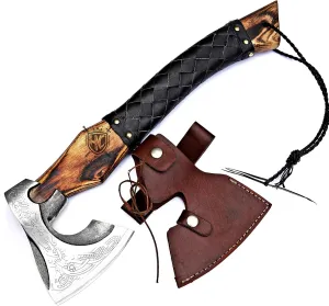 Camping Hatchet Axe with Leather Sheath, 15.7 inches (Black Axe (Leather Sheath))