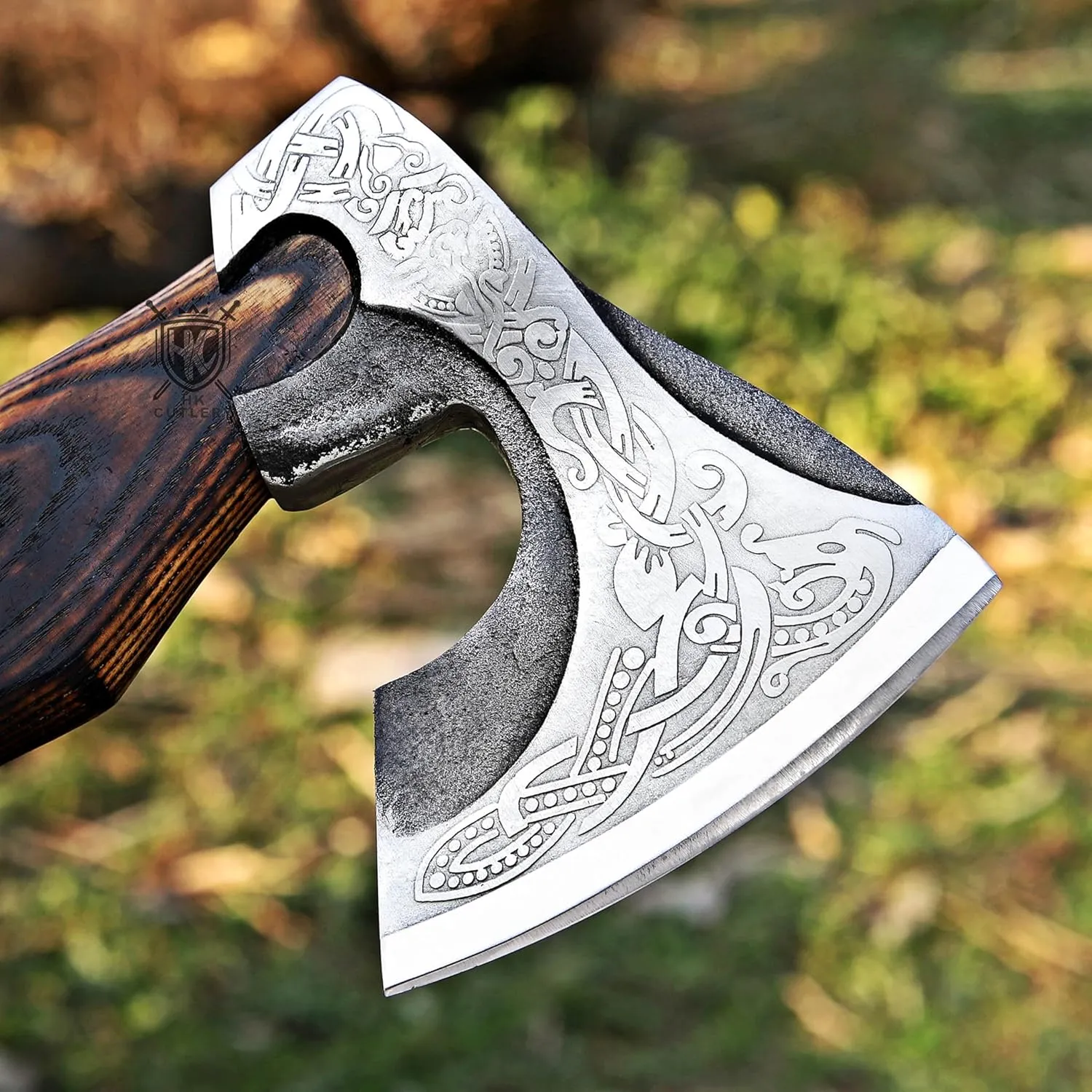 Camping Hatchet Axe with Leather Sheath, 15.7 inches (Black Axe (Leather Sheath))