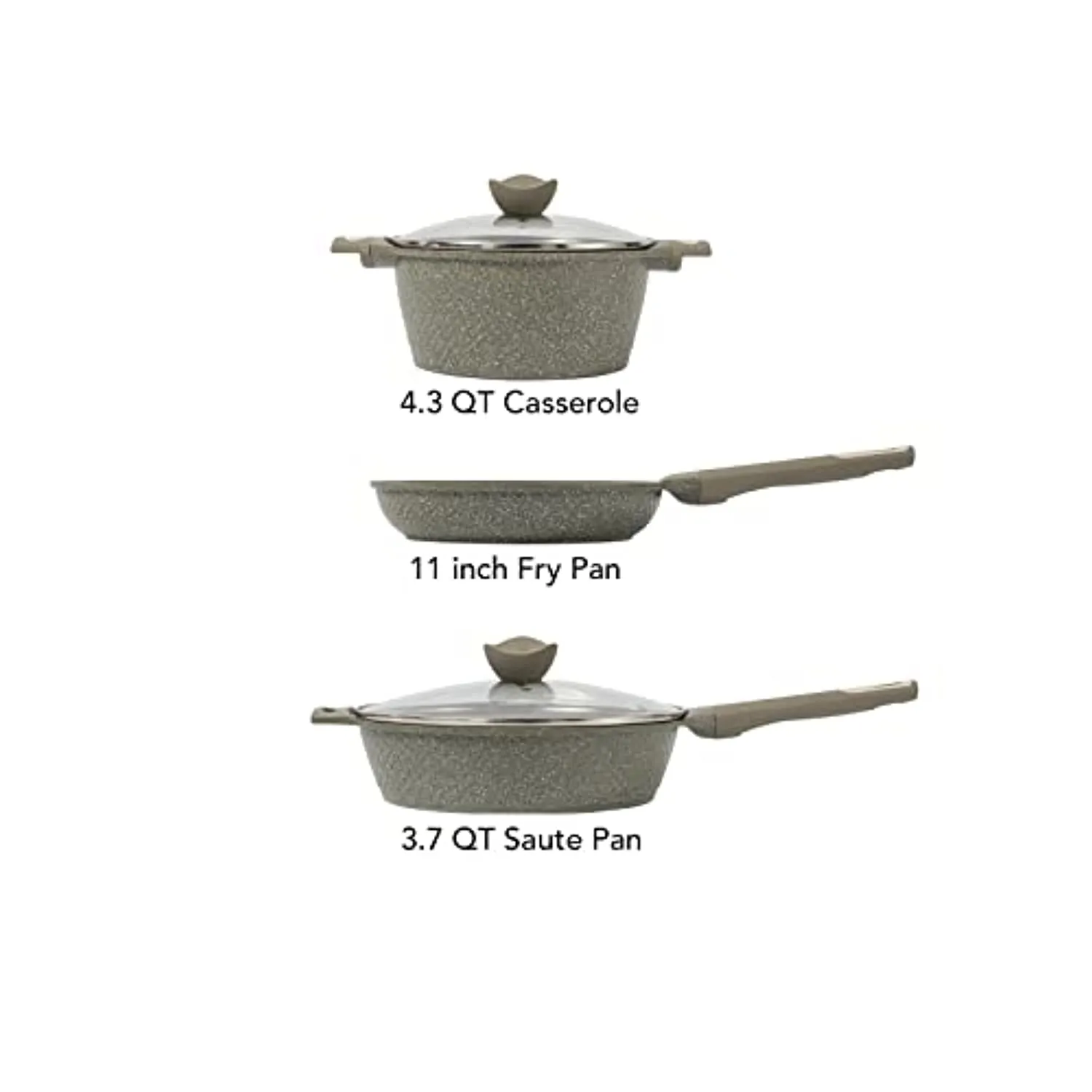 Carote Granite Nonstick Cookware Set,5 Pcs Nonstick Cookware Set Pans and Pots, Terra,Green PFOA Free (5-Pcs Cookware Set)