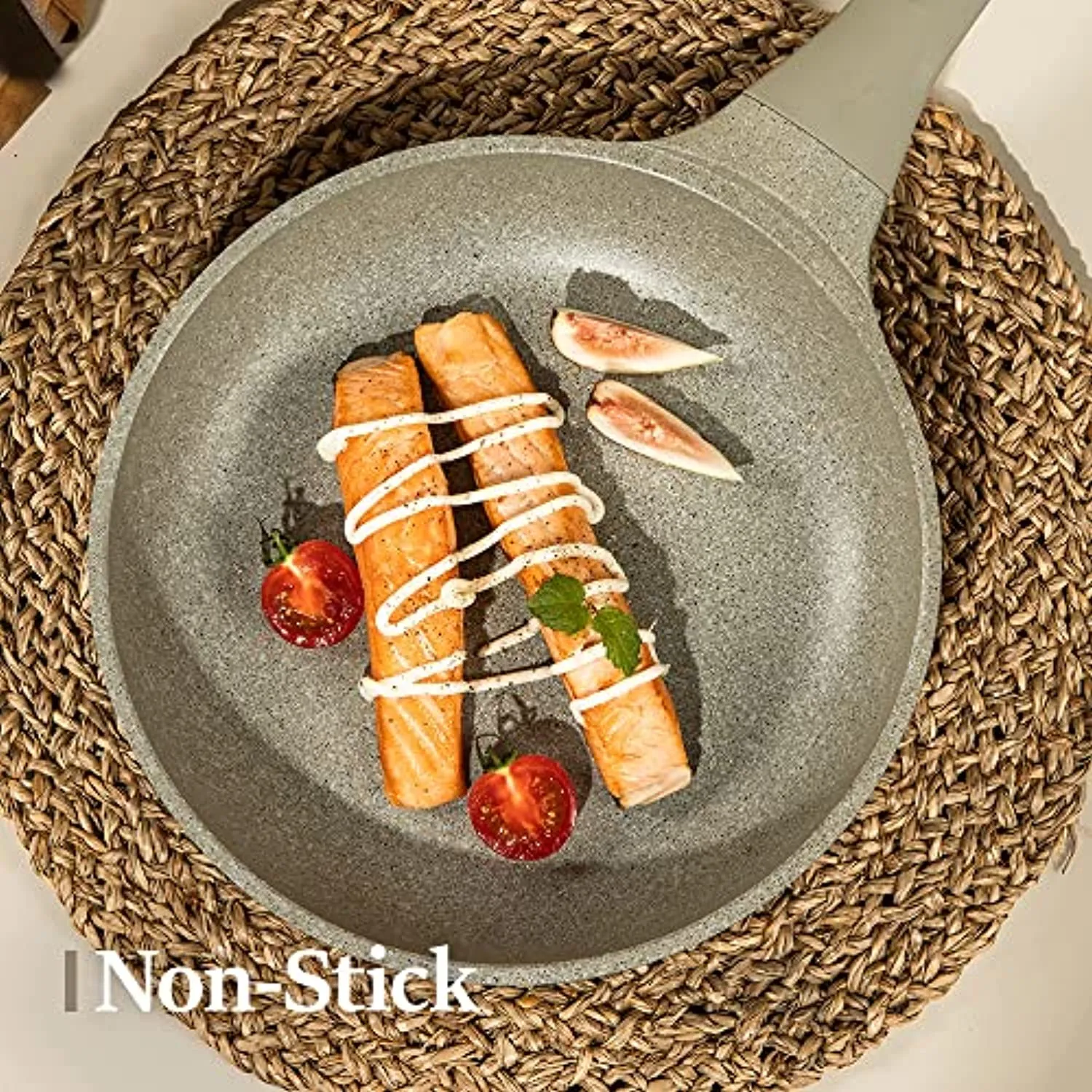 Carote Granite Nonstick Cookware Set,5 Pcs Nonstick Cookware Set Pans and Pots, Terra,Green PFOA Free (5-Pcs Cookware Set)