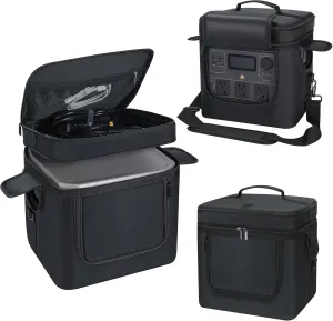 Carrying Bag Compatible with ECOFLOW River 2 Pro, Power Storage Bag with Adjustable Shoulder Strap, Soft Generator Cover with Side Zipper,28*27*23CM (Black, For River 2 Pro)