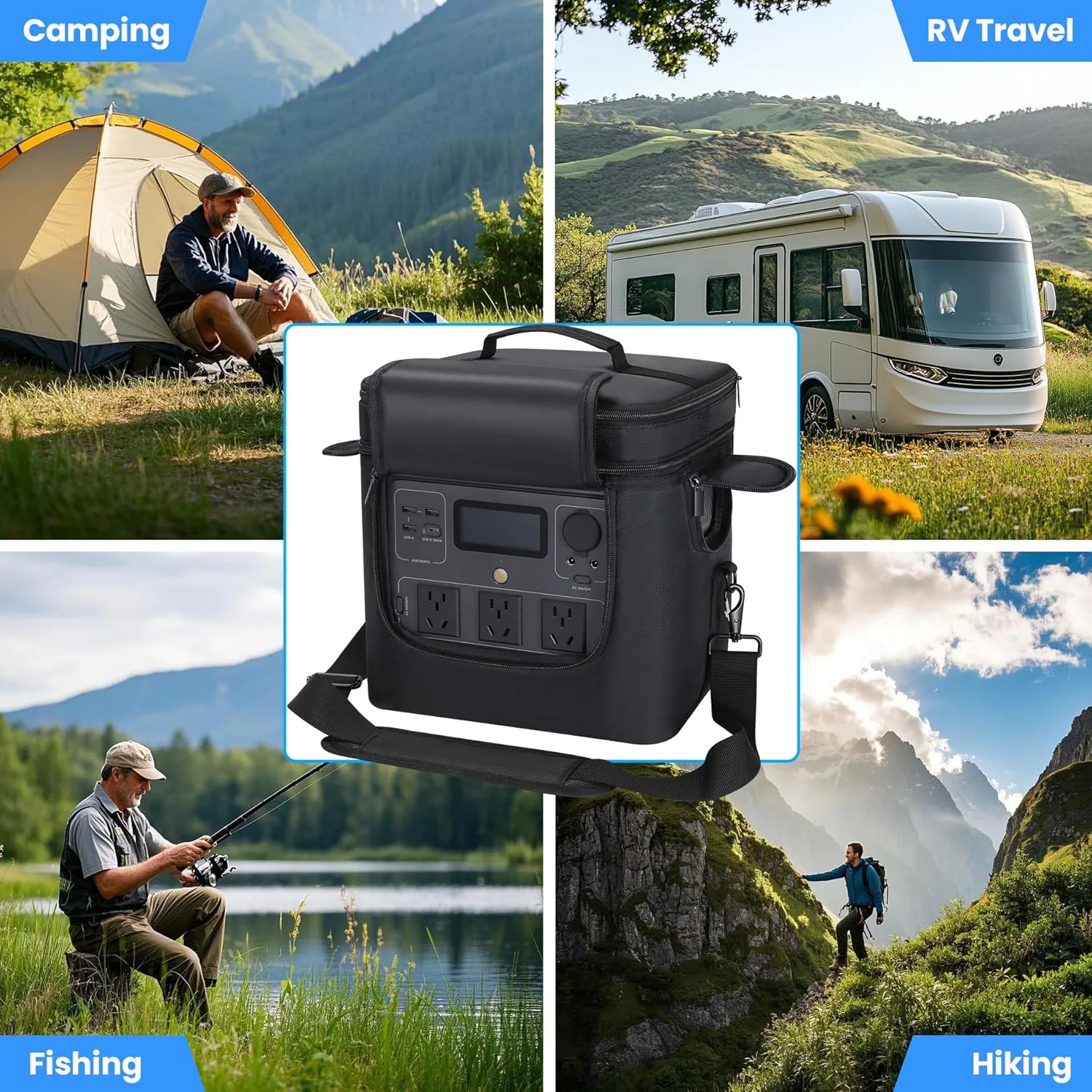 Carrying Bag Compatible with ECOFLOW River 2 Pro, Power Storage Bag with Adjustable Shoulder Strap, Soft Generator Cover with Side Zipper,28*27*23CM (Black, For River 2 Pro)