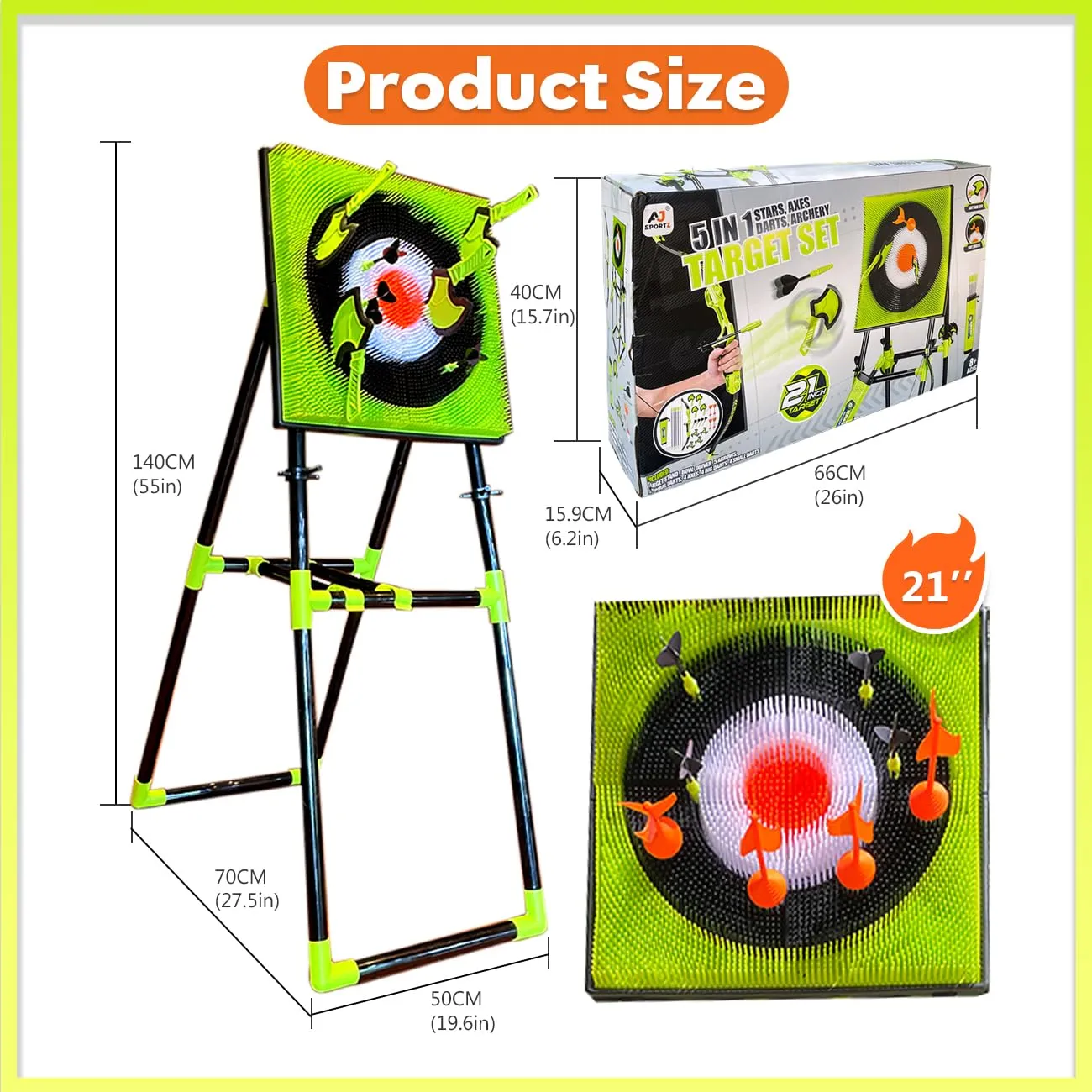 CEDOIEOP Deluxe Axe Throwing Game Set,Collapsible Stand,5 Throwing Tools Including Axes/Darts/Bows,Axe Throwing Game for Backyard