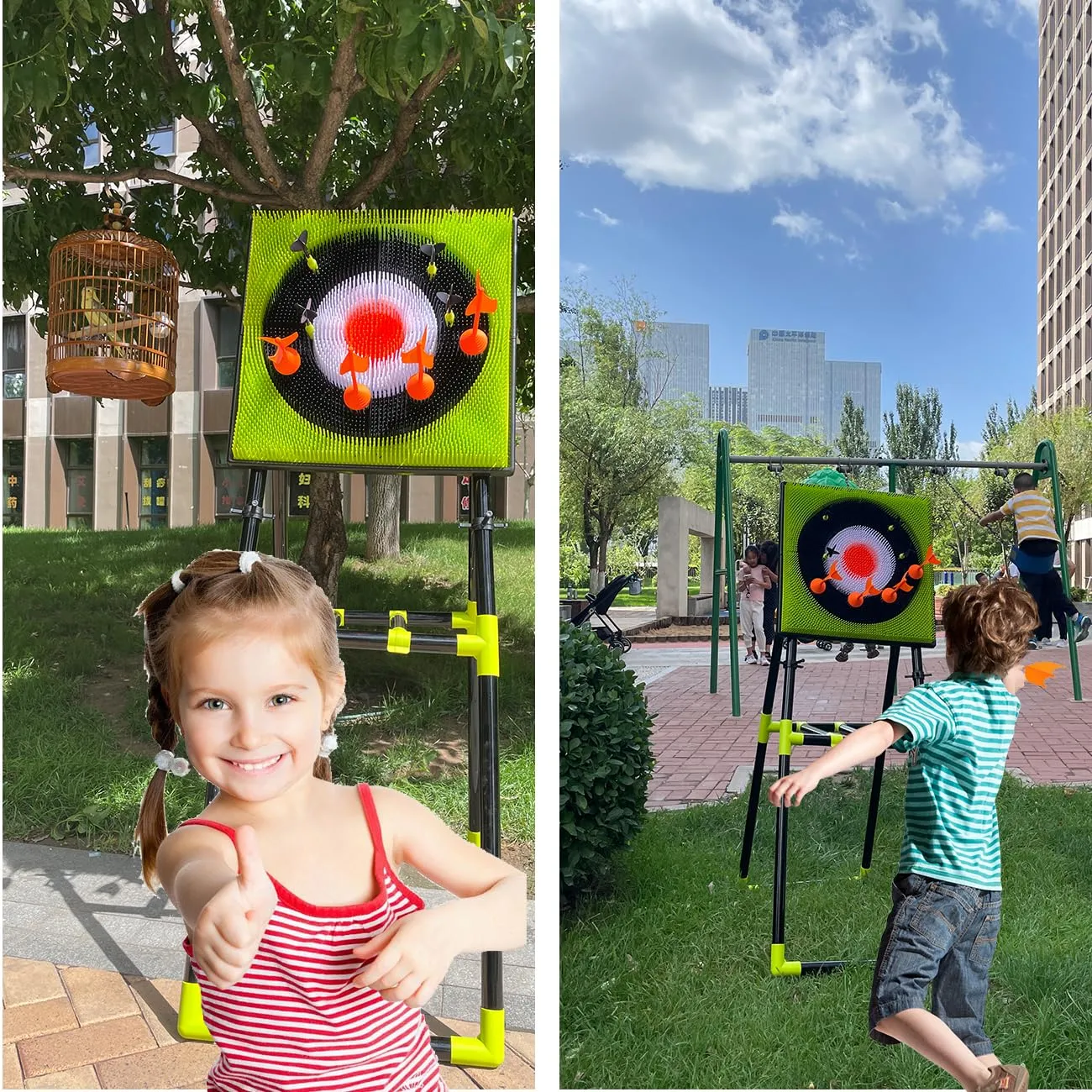 CEDOIEOP Deluxe Axe Throwing Game Set,Collapsible Stand,5 Throwing Tools Including Axes/Darts/Bows,Axe Throwing Game for Backyard