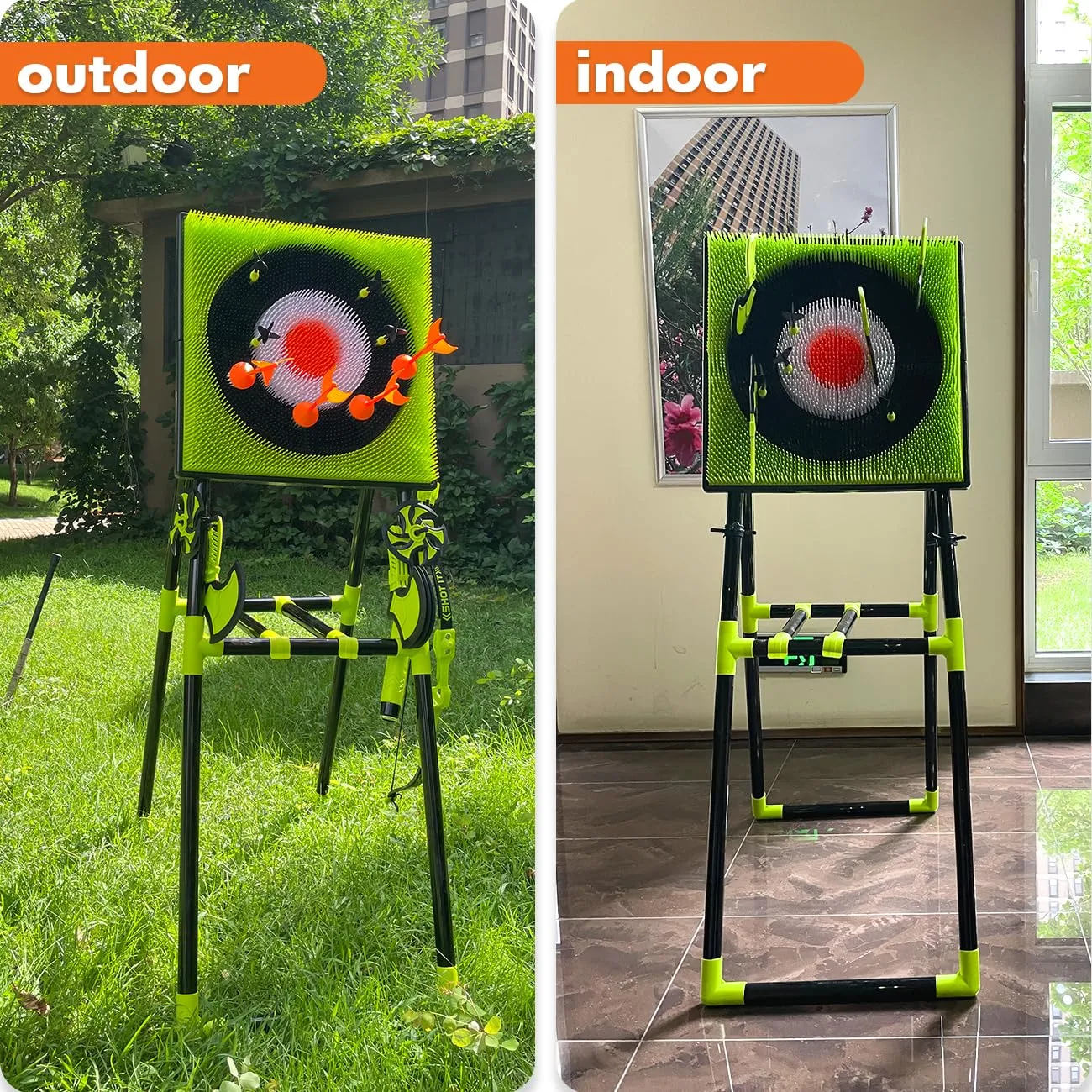 CEDOIEOP Deluxe Axe Throwing Game Set,Collapsible Stand,5 Throwing Tools Including Axes/Darts/Bows,Axe Throwing Game for Backyard