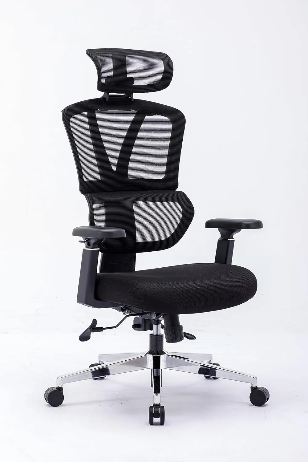 Chair Master Ergonomic High Back Mesh Office Chair, 3D Armrest, Adjustable Headrest, Variable Tilt (Nylon Casters)