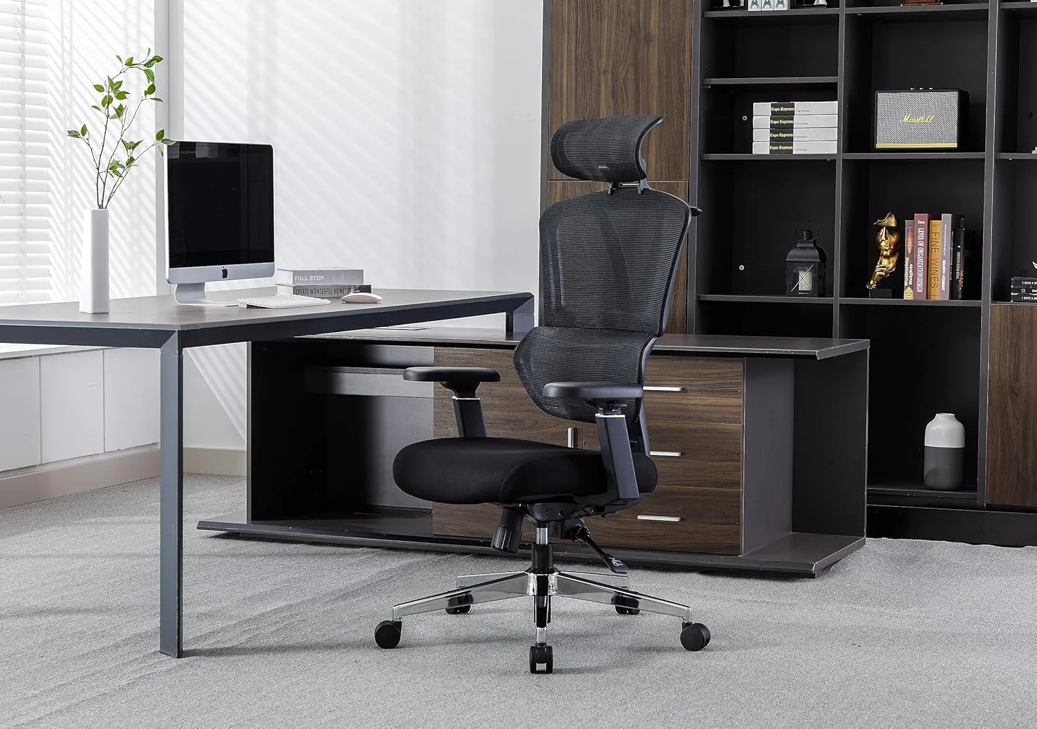 Chair Master Ergonomic High Back Mesh Office Chair, 3D Armrest, Adjustable Headrest, Variable Tilt (Nylon Casters)