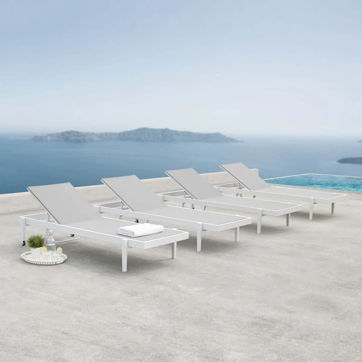 Charleston Outdoor Patio Aluminum Chaise Lounge Chair