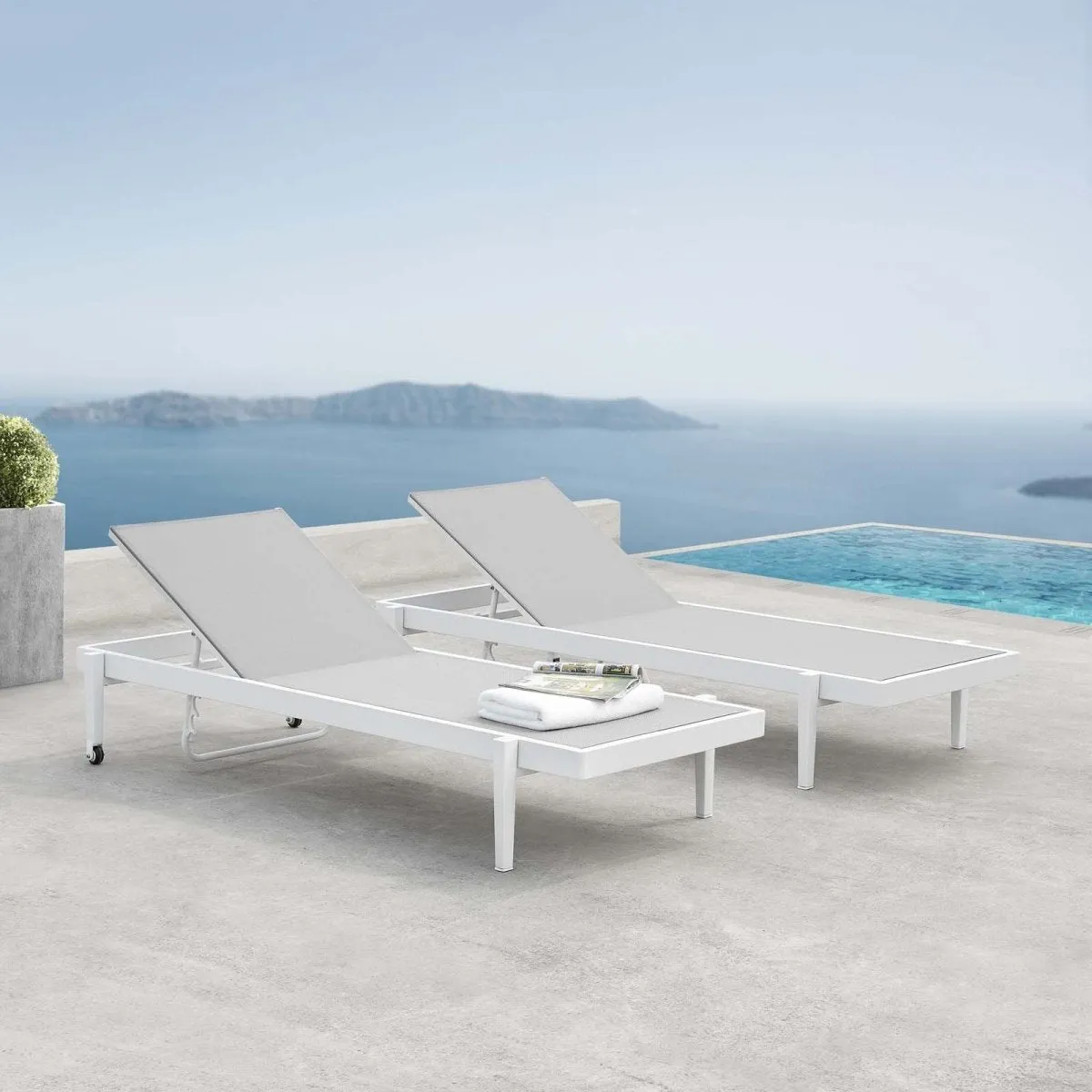 Charleston Outdoor Patio Aluminum Chaise Lounge Chair