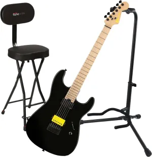 Charvel San Dimas Style 1 SL Sig Electric Guitar, Black, Gator Stand, Gator GFW-GTR-SEAT Bundle