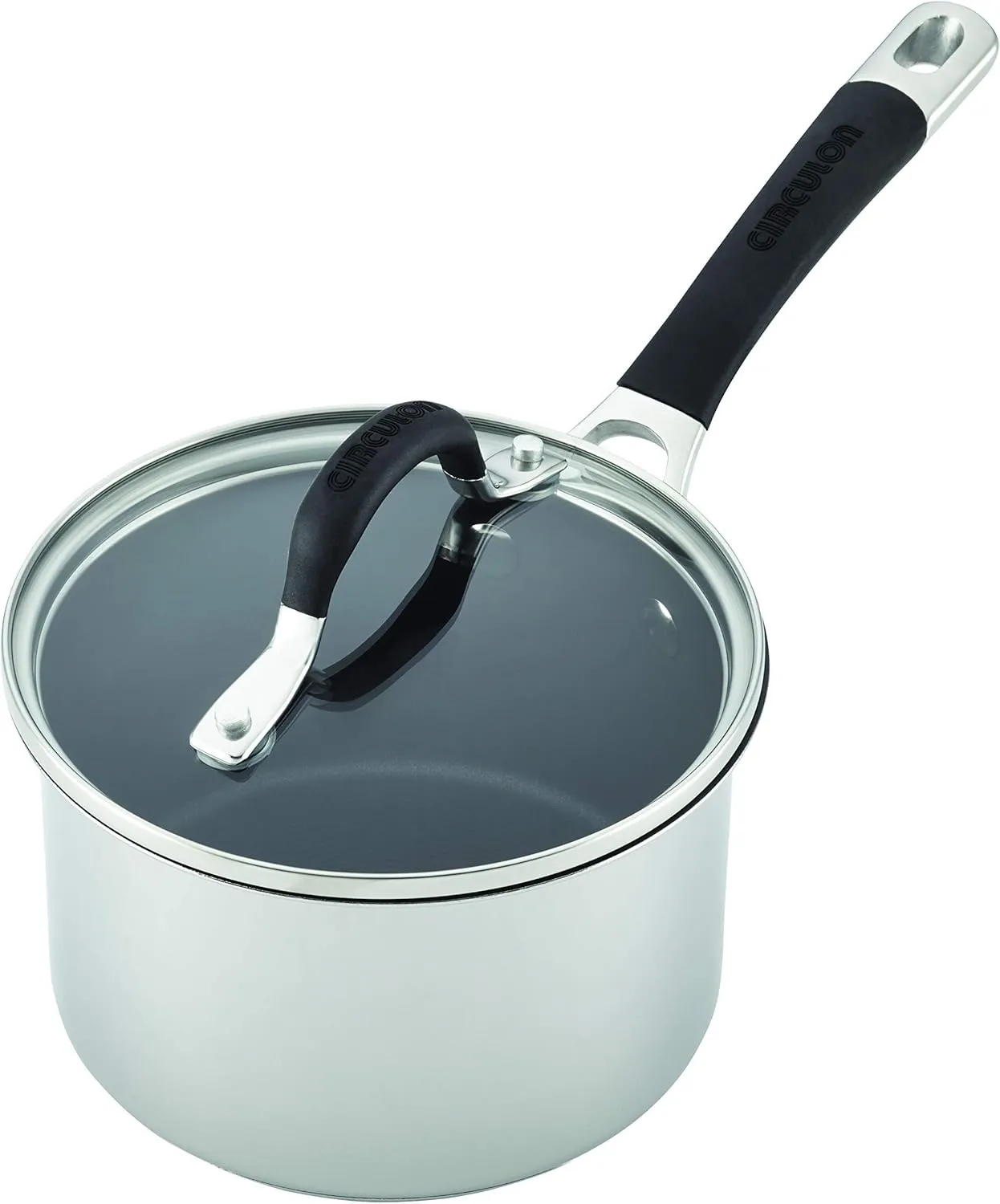 Circulon Momentum Stainless Steel Sauce Pan/Saucepan with Lid, 2 Quart, Silver