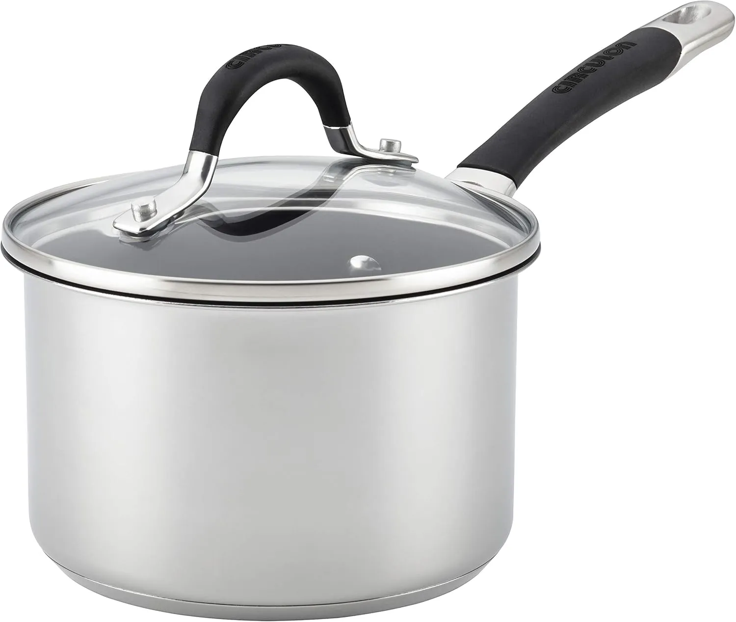 Circulon Momentum Stainless Steel Sauce Pan/Saucepan with Lid, 2 Quart, Silver