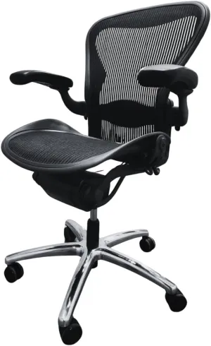 Classic Herman Miller Office Chair Size B (Medium) Polished Aluminum Base - Black | Fully Adjustable, Quick Assembly, (Renewed)