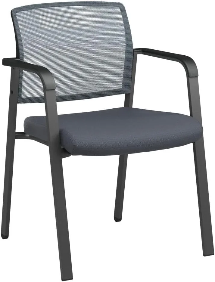 CLATINA Mesh Back Stacking Arm Chairs with Upholstered Fabric Seat and Ergonomic Lumber Support for Office School Church Guest Reception Grey (Gray-4 Pack)