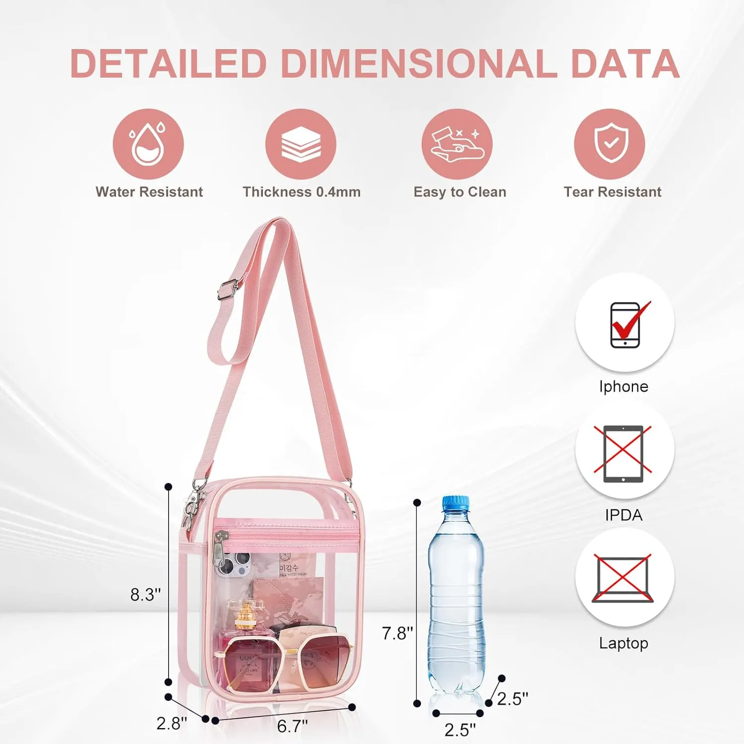 Clear Bag Stadium Approved Clear Purse for Women Clear Crossbody Bag for Stadium Events Concerts Festivals