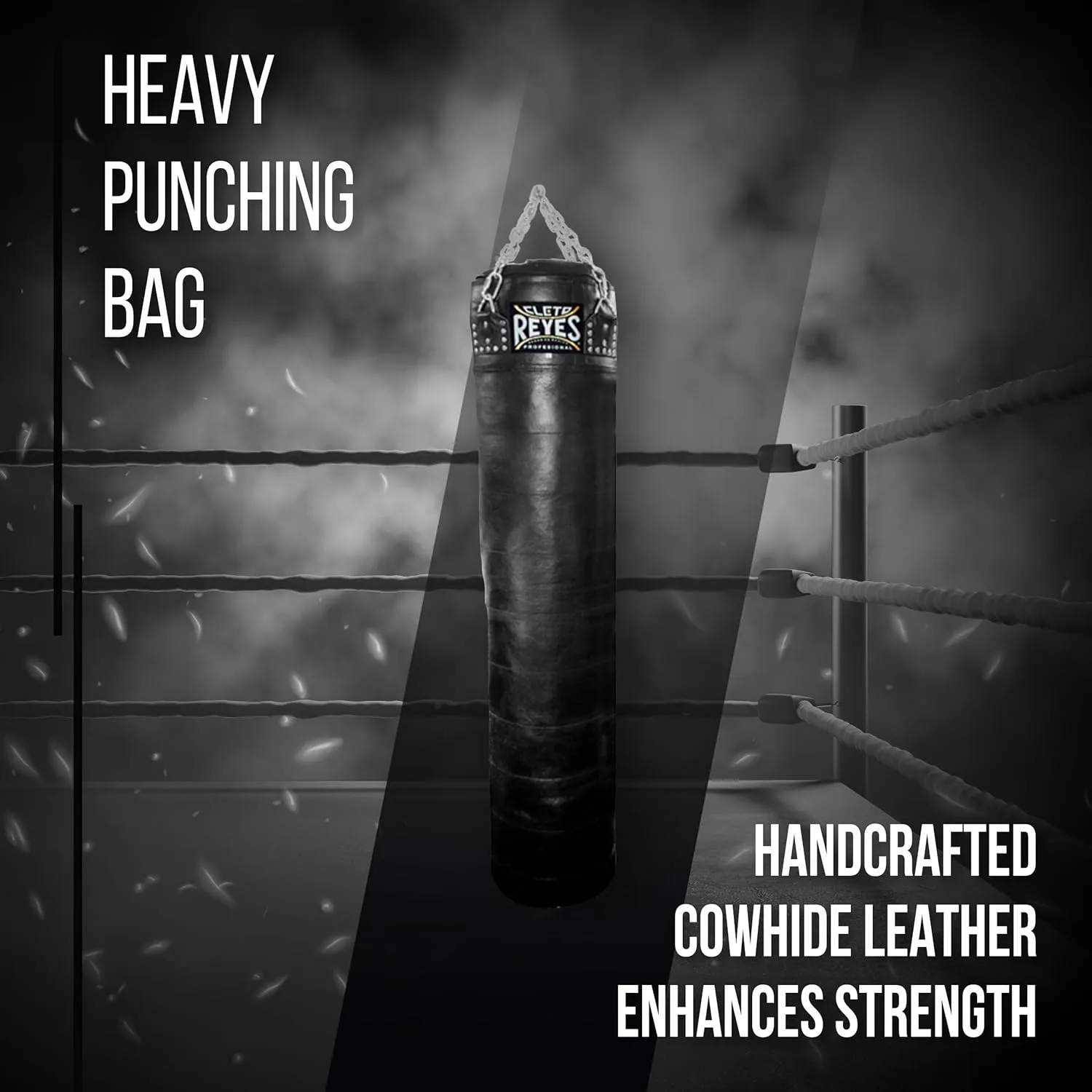 CLETO REYES Heavy Punching Bag for Adults Boxing Training Equipment, MMA, Kickboxing, Muay Thai, Cowhide Leather, Black