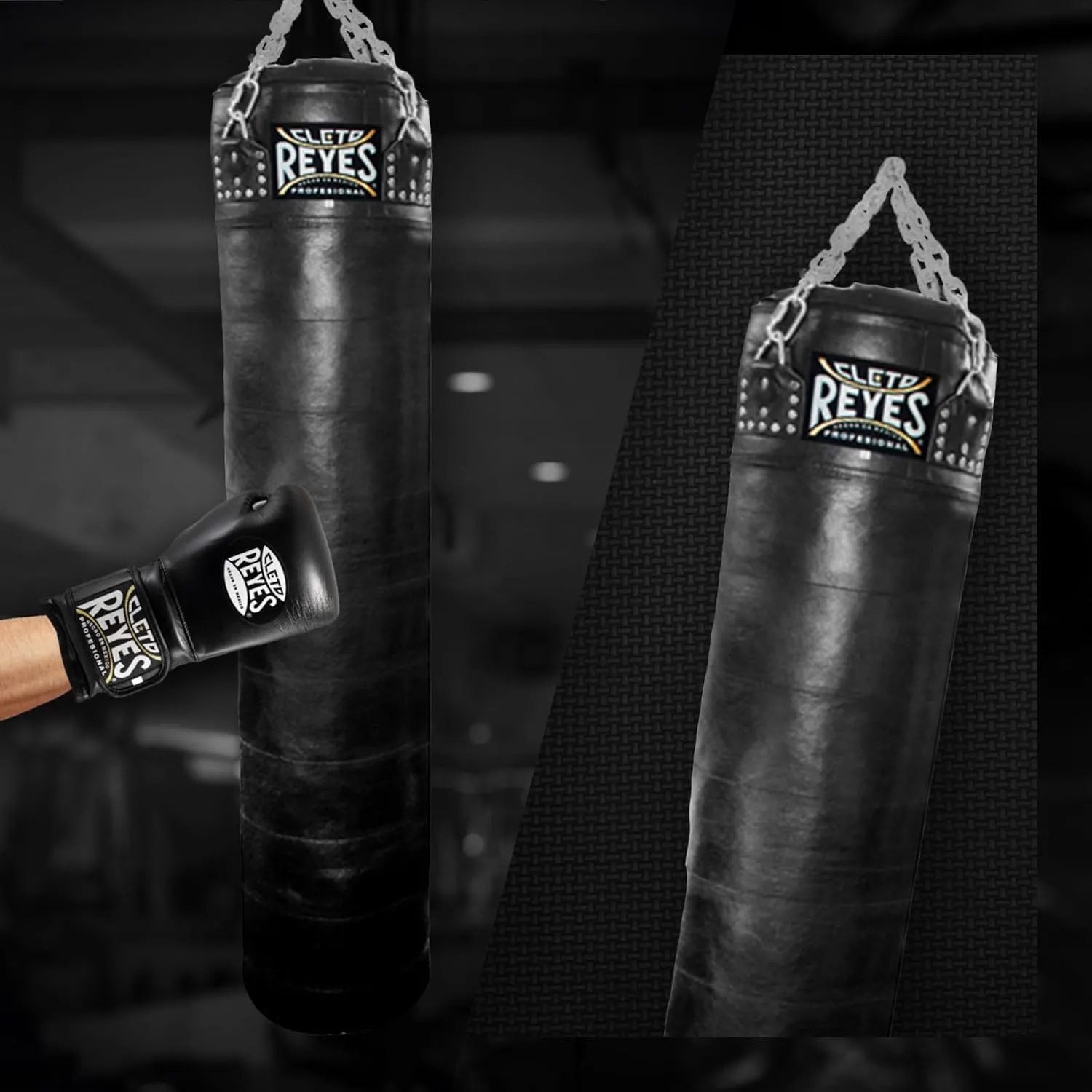 CLETO REYES Heavy Punching Bag for Adults Boxing Training Equipment, MMA, Kickboxing, Muay Thai, Cowhide Leather, Black