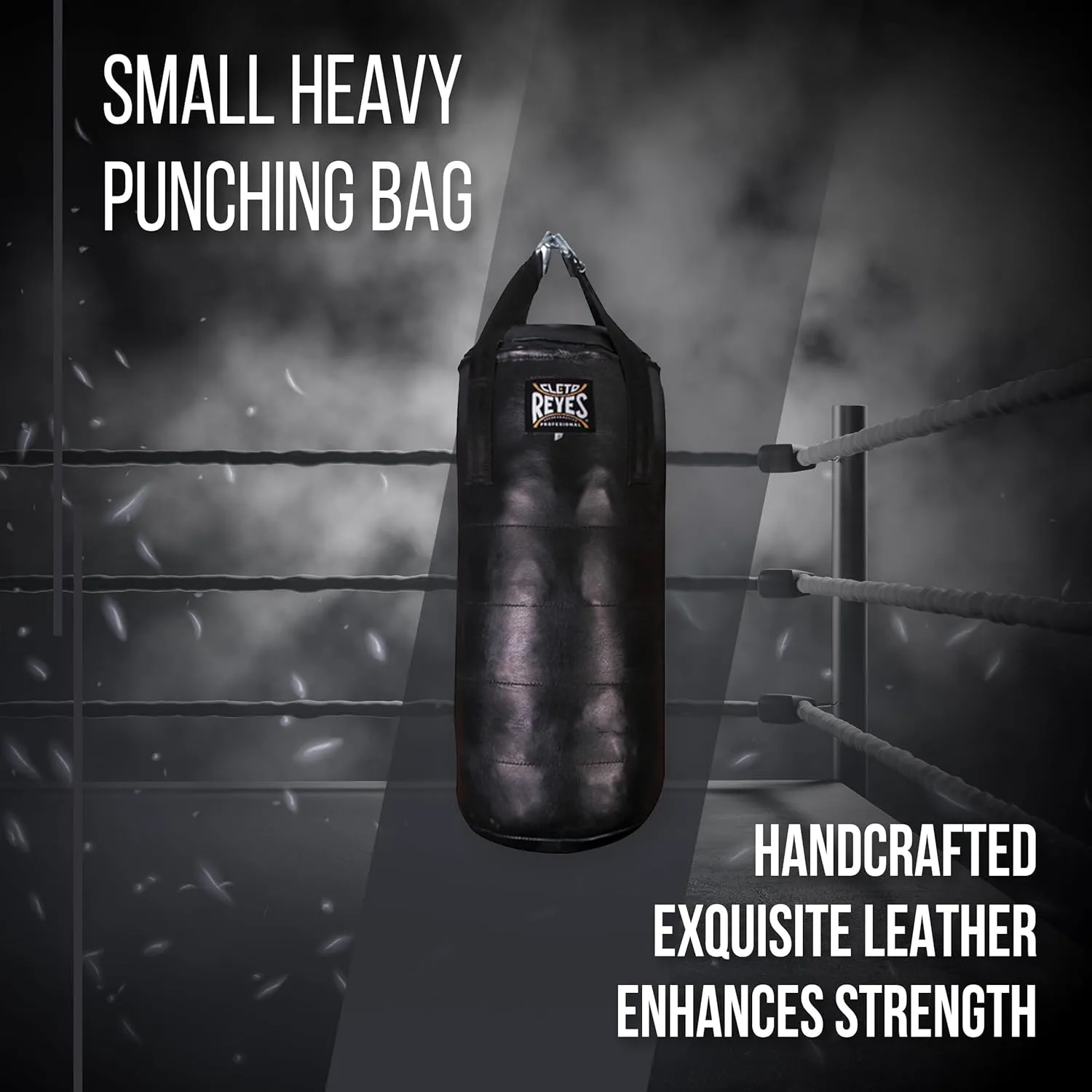 CLETO REYES Heavy Punching Bag for Adults Boxing Training Equipment, MMA, Kickboxing, Muay Thai, Leather, Small, Black