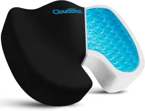 CloudBliss Cooling Gel Enhanced Office Chair Seat Cushion, Memory Foam Cushion for Long Sitting - Back, Sciatica, Coccyx, Tailbone Pain Relief Pillow - for Office, Gaming, Car, Fathers Day