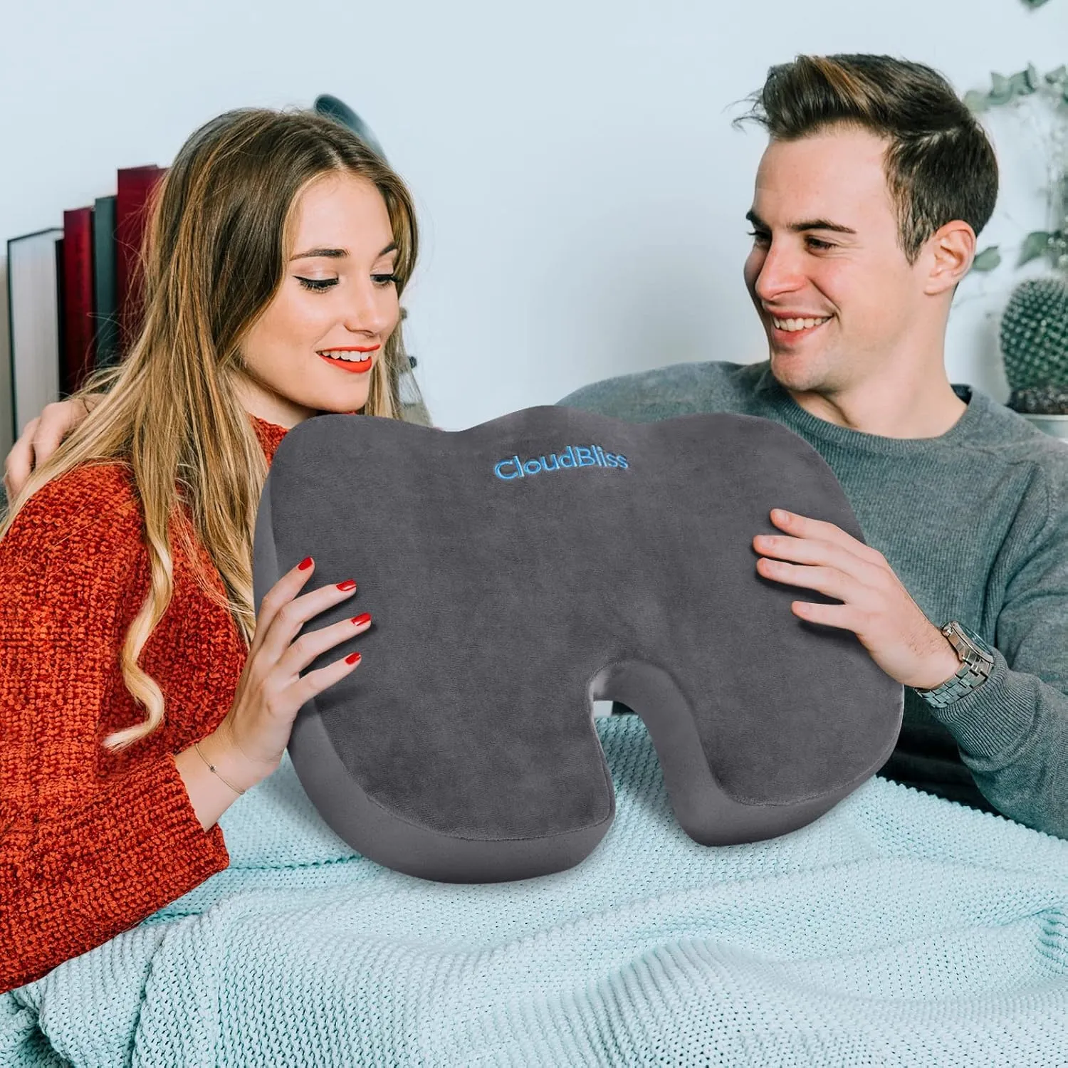 CloudBliss Large Office Chair Seat Cushion, Cooling Gel Enhanced Memory Foam for Long Sitting - Back, Sciatica, Coccyx, Tailbone Pain Relief Pillow - for Wheelchair，Office, Gaming, Car - Grey