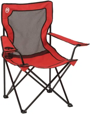 Coleman Broadband Mesh Quad Camp Chair with Carry Bag & Cup Holder, Cooling Mesh Back with Adjustable Arms