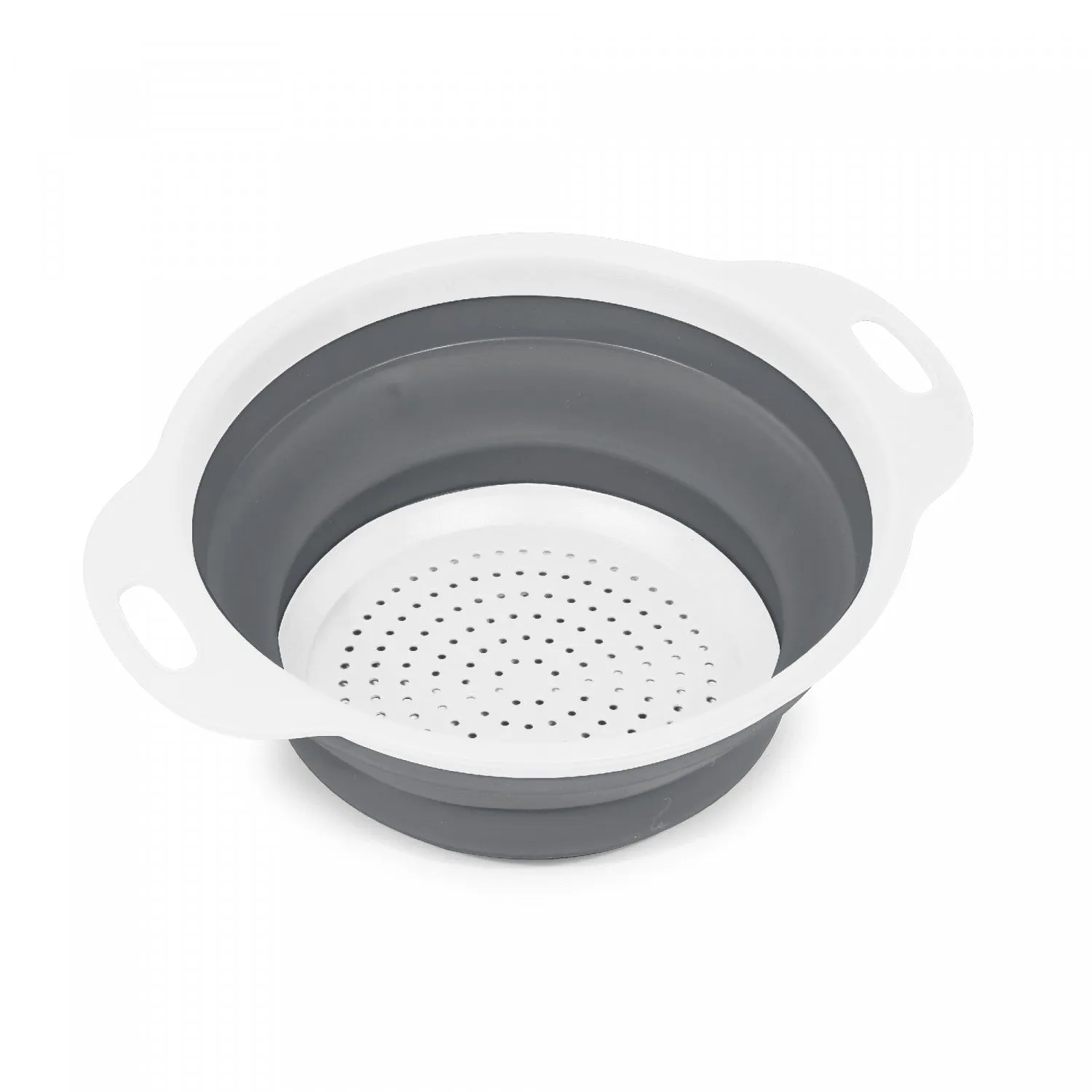 Collapsible Colander Large White/Grey - Set of 2 Cookware|Grande passoire repliable blanche et grise - ensemble de 2 ustensiles de cuisine