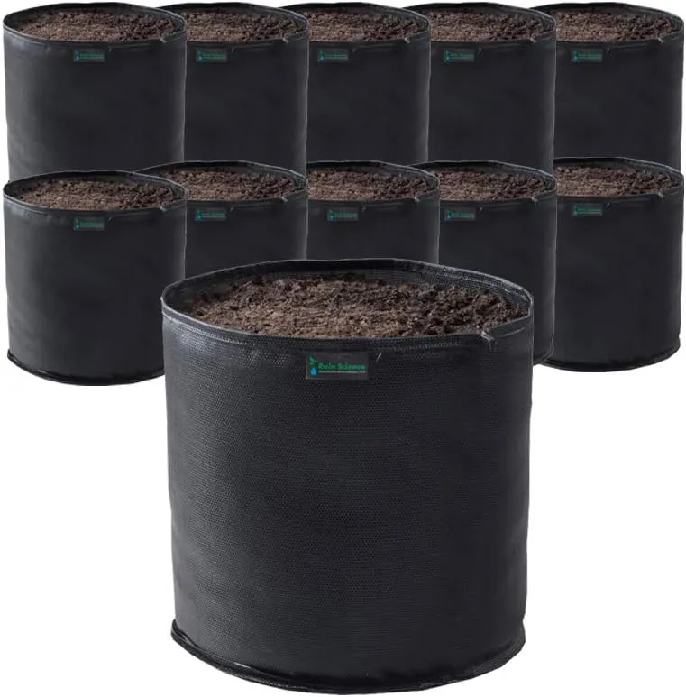 Commercial Grow Bag Pack of 10, Air Pruning Mesh Fabric Plant Containers (2 Gallon, Black)