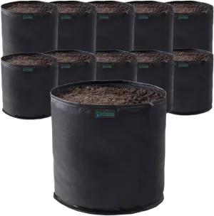 Commercial Grow Bag Pack of 10, Air Pruning Mesh Fabric Plant Containers (2 Gallon, Black)
