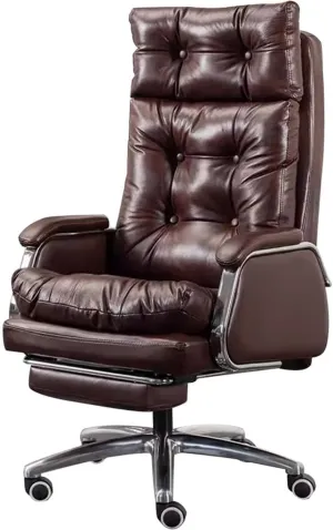 Computer Desk Chair 155° Large Angle Reclined Office Chair, Ally Partitioned Managerial Chairs, Comfortable Executive Chair, Load Bearing 150kg/330.7lbs,Brown 115