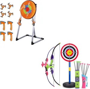 Contixo TS1 Axe Throwing Target Set and BA1 Kids Simulation Bow and Arrow Set