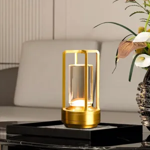 Cordless Table Lamp with Touch Sensor,Crystal Lantern Lamp,Rechargeable Cordless LED Lamp,3 Color Stepless Dimming Touch,Desk Lamp for Bedroom Restaurant Home Outdoor.(Gold)