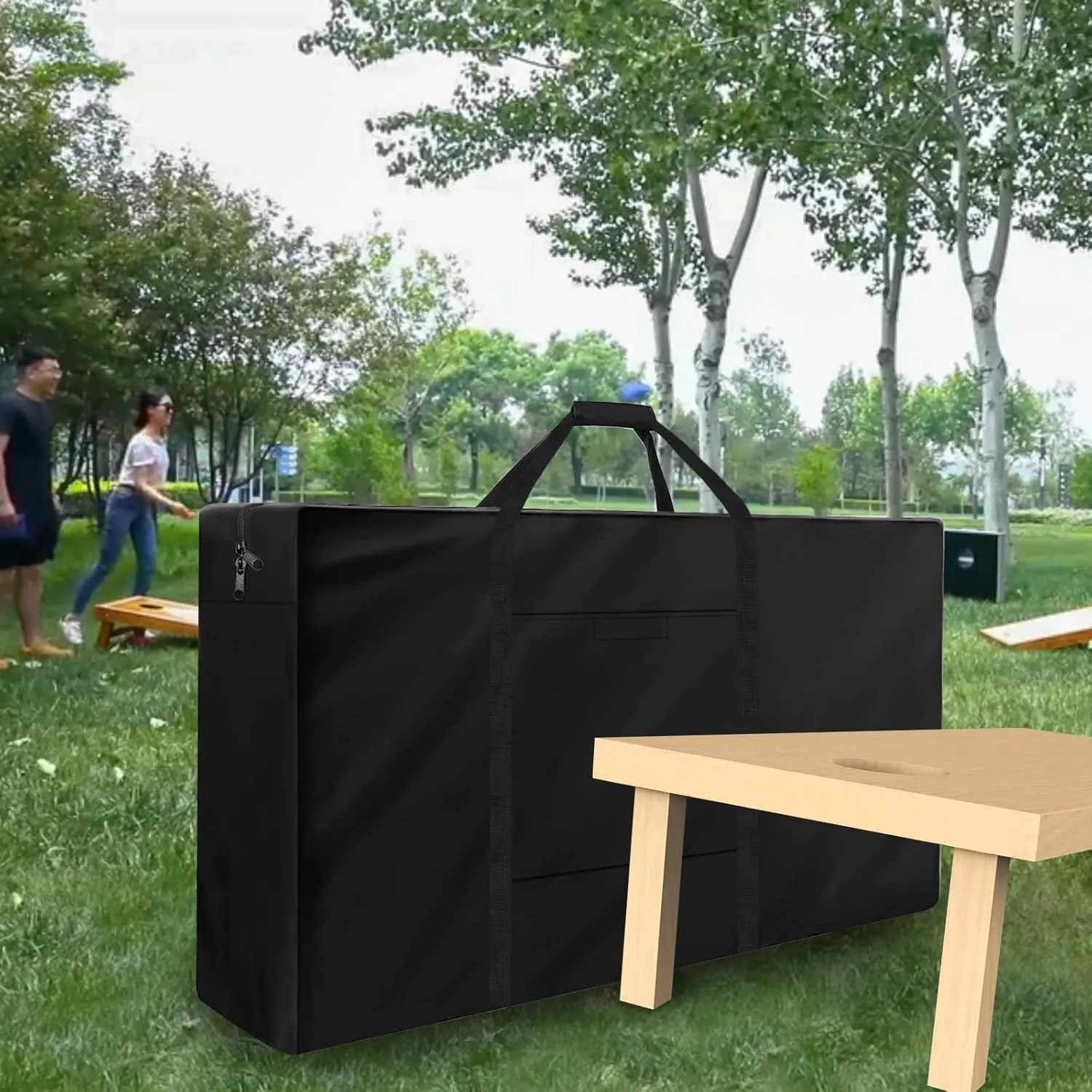 Cornhole Carrying Case,Cornhole Bag Carrying Case, Weatherproof Cornhole Board Carrying Case - Includes 2 Pockets & Padded Shoulder Strap