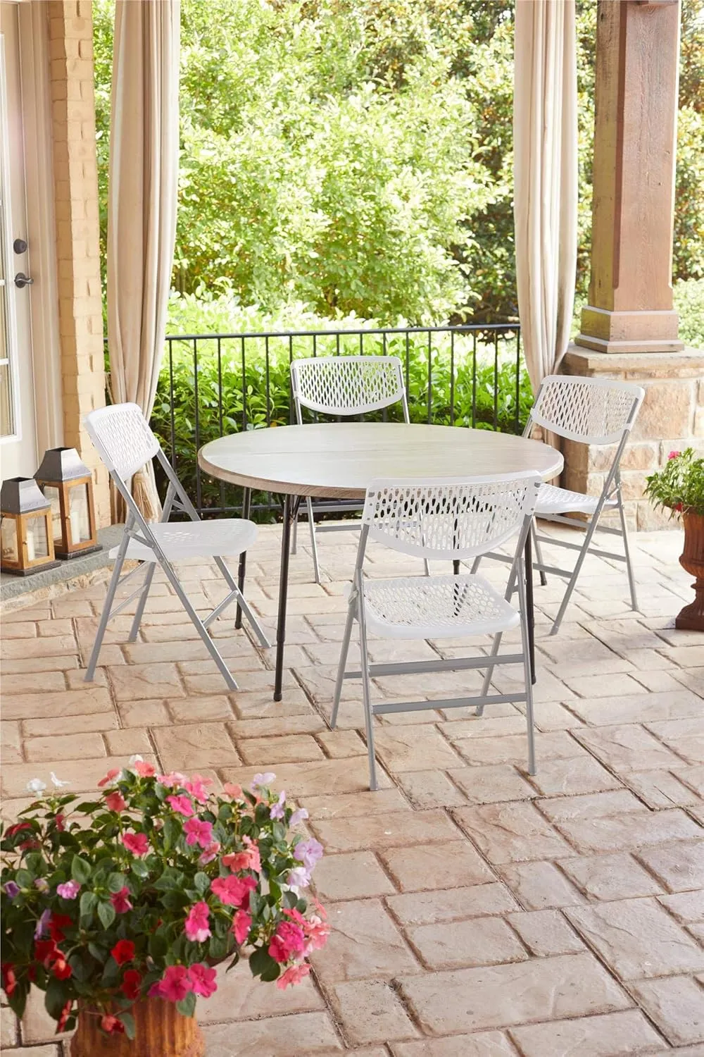 COSCO Ultra Comfort Commercial XL Plastic Folding Chair, 300 lb. Weight Rating, Triple Braced, White, 4-Pack