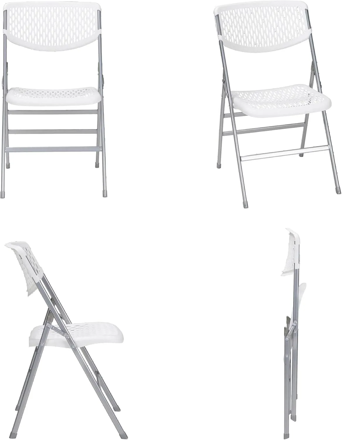 COSCO Ultra Comfort Commercial XL Plastic Folding Chair, 300 lb. Weight Rating, Triple Braced, White, 4-Pack